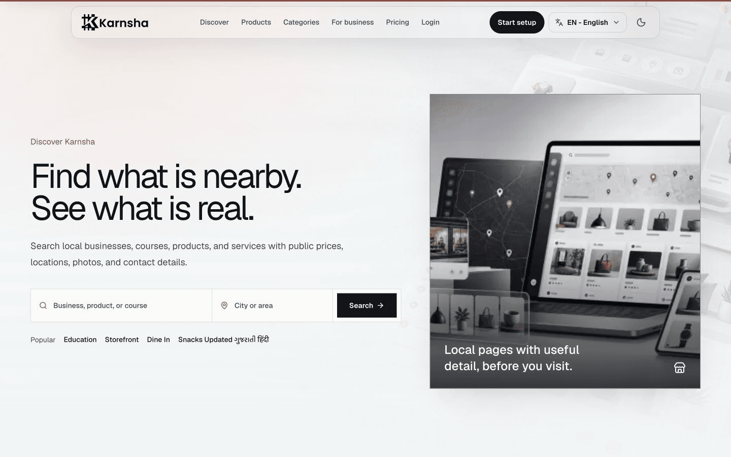 Karnsha commerce operating platform live interface